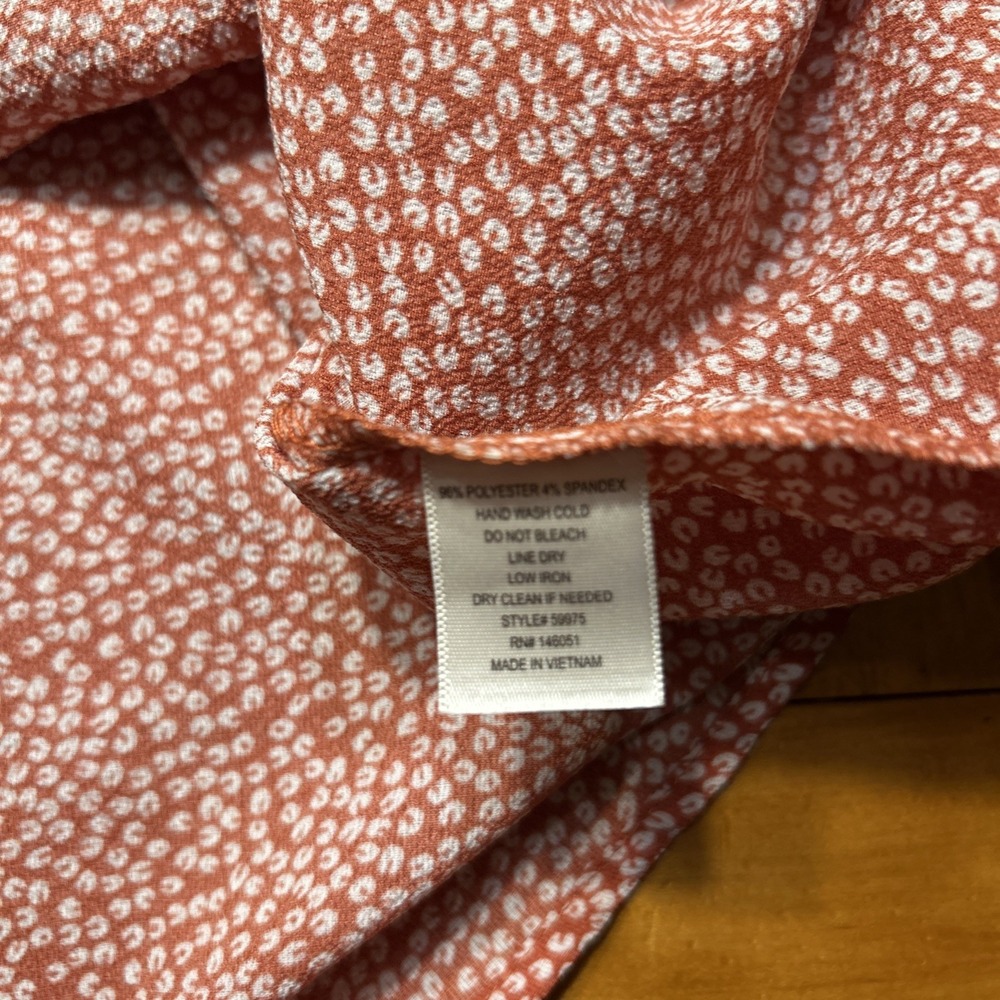 Monteau LA Cottagecore Boho Rust Floral Button Down Shirt Dress Midi Tie Waist - Picture 7 of 12